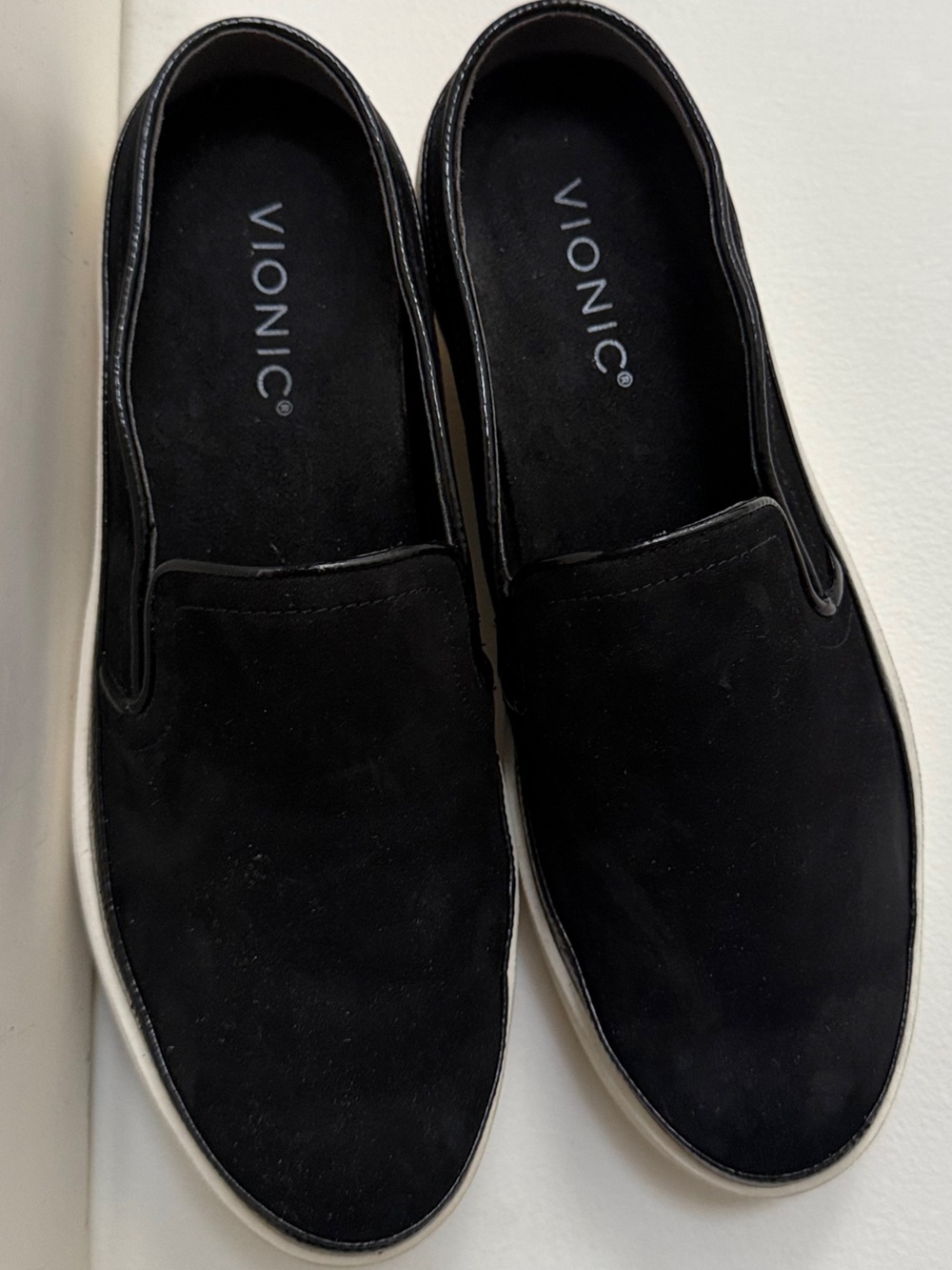 Vionic Effortless Nubuck Leather Slip On Backless Mule Sneakers Black Womens 7.5